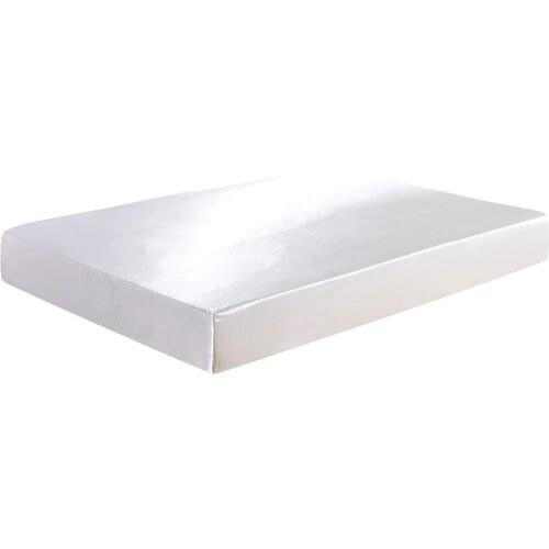 Satin Faux Silk Fitted Sheet On Elastic Solid Color Mattress Cover Elastic Band Sabanas Bajeras Queen King Bed Sheets