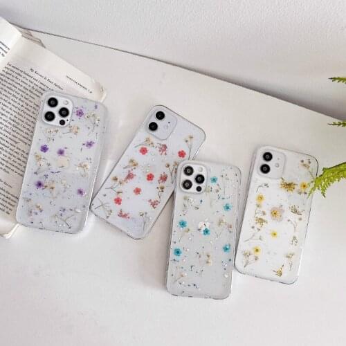 Glitter Star Floret Phone Case For iPhone 12mini 12pro 11pro Max X Xr Xs Max Soft Silicone Clear Back Cover For iPhone 7 8 Plus
