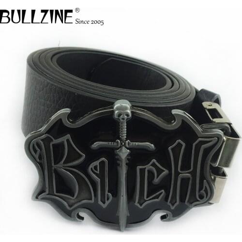 Bullzine zinc alloy retro Cross Belt buckle jeans gift belt buckle pewter finish free PU belt FP-01988 drop shipping