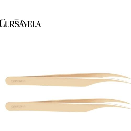 CURSAVELA 1PCS Eyelash Tweezers Straight and Curved Tweezers Easy Fan Flat Lashes Tweezers Makeup Eyelashes Tools Wholesale
