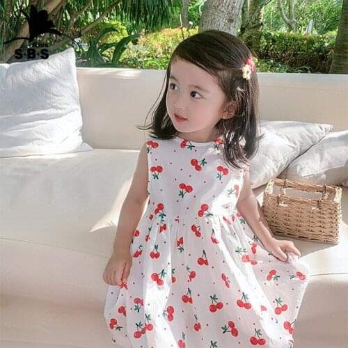 Kids Clothing Summer New Arrival Childrens Cute Cherry Printed Dress Little Girl Casual Princess Dress Kids Dresses for Girls