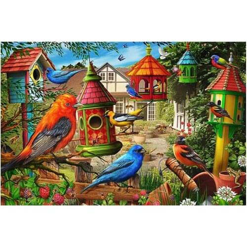 Diy Diamond Art Bird Aviary Mosaic Embroidery Painting Large Size Stones Drawing Picture Wall Decor Handcraft Gift New Arrival