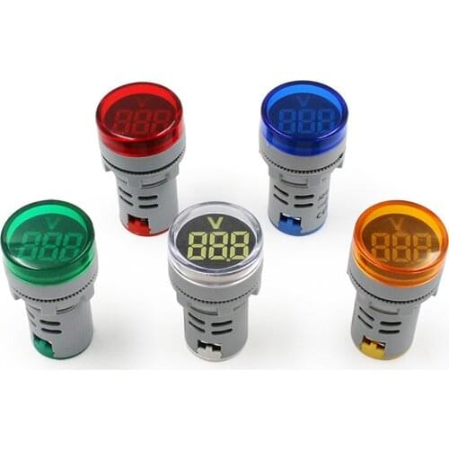 DIY Mini Digital Voltmeter 22mm Round AC 24-500V Volt Voltage Tester Meter LED Indicator Monitor Power Pilot Lamp Light Display