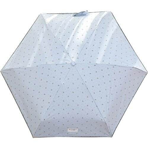Mini Travel UV Umbrella Portable Lightweight Compact Pocket Umbrella with Bow Pattern Compact Parasol