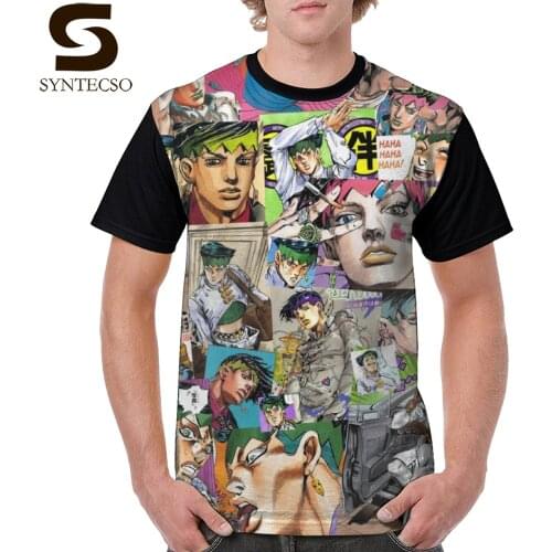 Jojo Bizarre T Shirt JJBA - Rohan Kishibe - Collage T-Shirt Short Sleeve Printed Graphic Tee Shirt Summer Oversize Funny Tshirt