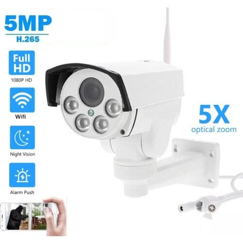 H.265 5MP PTZ Wifi IP Camera Outdoor 5X 10X Optical Zoom Wireless Camera Onvif Audio 2MP 5MP FTP Upload P2P Security CCTV Camera