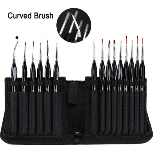 15Pcs/Set Nylon Hair Artist Painting Brush For Acrylic Oil Watercolor Gouache Art Drawing Elbow Fineline Pen Wooden Paintbrush