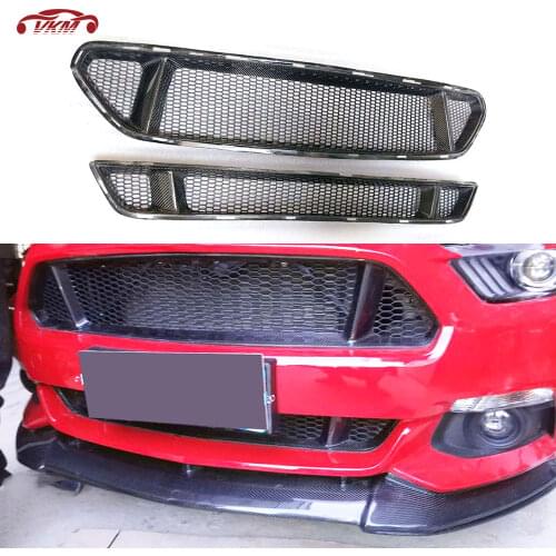 Carbon Fiber Material Car Front Bumper Grille Car Decoration For Ford Mustang 2015 2016 2017 FRP Front Cover Styling