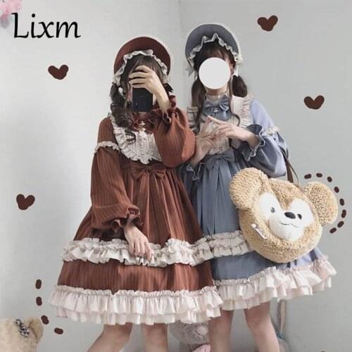 Kawaii Soft sister lolita dress cocoa milkshake lolita daily retro tea party girl op Victorian Princess Dress Gothic Loli Dress