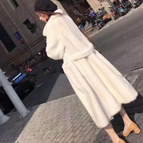 Fashion 2021 Women Winter Jacket Artificia Mink Fur Velvet female Turndown collar Super Warm Windproof Casual Womens Long Coats