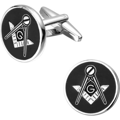Fashion jewelry black men round masonic cufflinks French shirt sleeve cuff links