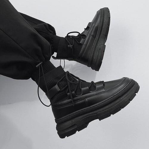 Men Martin Boots Non-slip Waterproof Autumn Mens Shoes High-top Tooling Platform Short Boots British All-match Army Boots Men