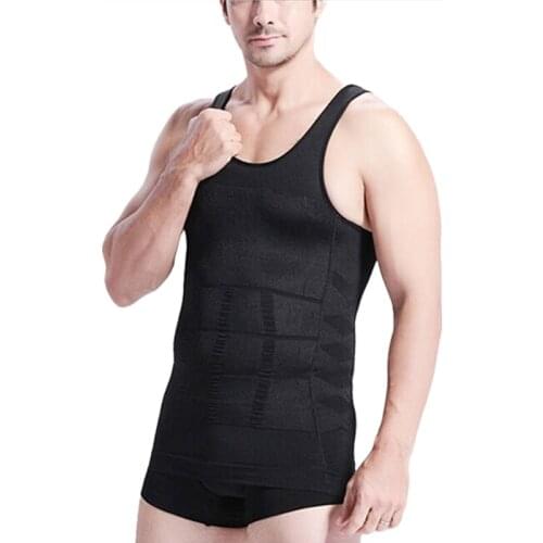 Men Corset Body Slimming Wraps Tummy Shaper Vest Belly Waist Girdle Shapewear Underwear Weight Loss Fats Burn-L