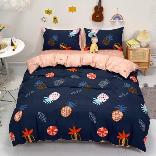 UPzo-Fruit Series Soft Bed Sheet Set Queen Size Thickened Polyester Printing Duvet Cover Set Double Bed Sets Promotion Home