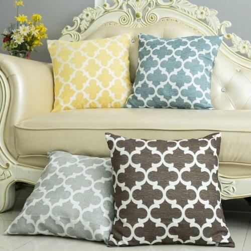 Chenille Pillow Case Cushion Cover Grey Yellow Blue Luxury Square Decorative Pillowcase With Hidden Zipper For Sofa Bed Car 2pcs