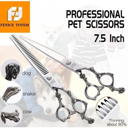 FENICE TOTEM 7.5 inch Professional Dog Grooming Cutting Thinning Scissors Zodiac Handle Japan 440c Stainless Steel