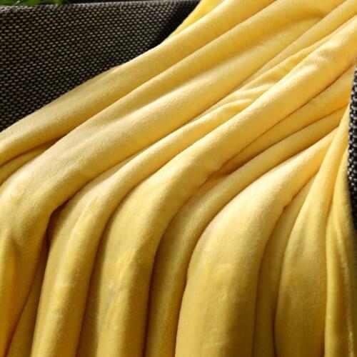 42 Blanket On The Bed,Soft Autumn/Spring Fleece Blanket For Sofa,Yellow Flannel Blanket,Warm Solid Color Bedspread
