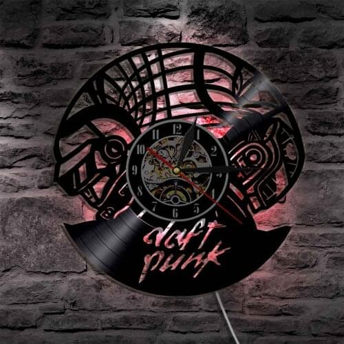 Draft Punk Band Vinyl Clock LED Lighting Color Changing Wall Light Remote Controller Modern Backlight Home Decor