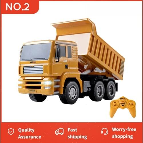 HUINA 1/18 RC Truck Dumper Excavator Electric Engineering Construction Model Tip Vehicles Loaded Sand Car Auto Toys For Boys