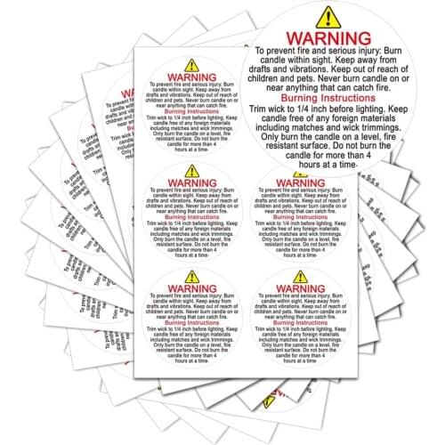 3Inch Self Adhesive Candle Warning Label For Safety Jar Container Tins And Votives Home Decoration Living Room Kitchen 252 Pcs