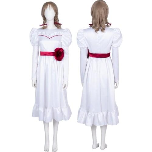 Adult Women Horror doll 3 Annabelle Cosplay Costume Outfit Halloween Masquerade Party Full Props Suit