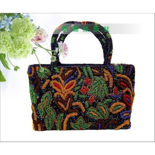 Xinjiang specialty Handmade Beaded Shoulder Bag Handbag / black X-3