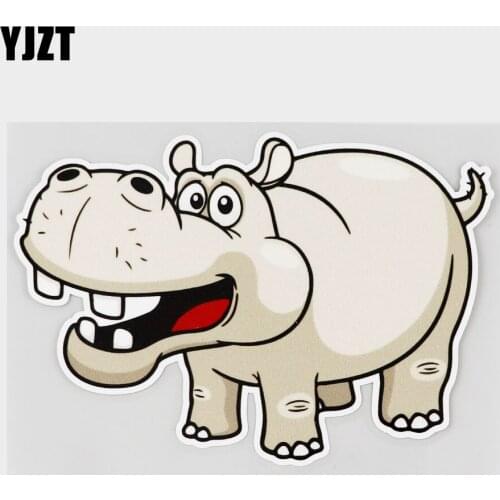 YJZT 15.2CM×10.2CM Cartoon Hippo Lovely Car Sticker PVC Decal 11C-0167
