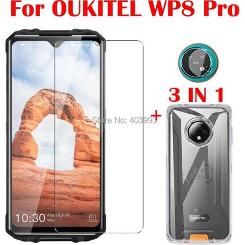 3-in-1 Case Glass For OUKITEL WP8 Pro NFC Screen Protector Glass Full Protection on For OUKITEL WP8 Pro Camera Lens Glass