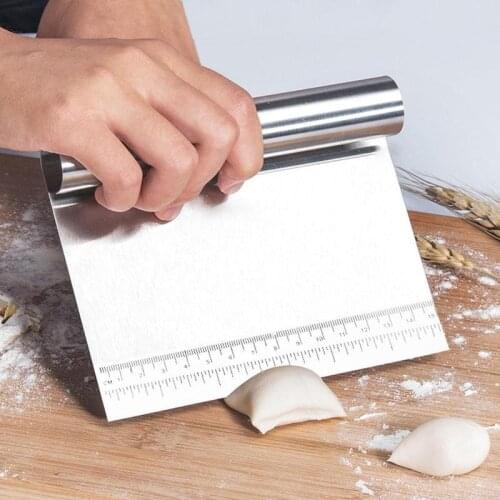 1pc Silver Spatula Steel With Scale Dough Cutter Kitchen Baking Scraper Cake Scraper Pastry Cutters Baking Tool