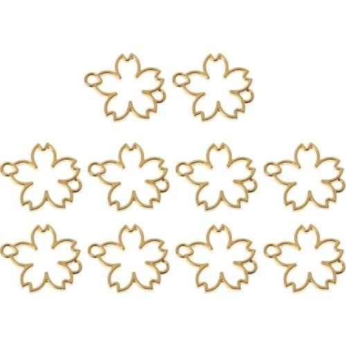 10Pcs Cherry Flower Resin Metal Frames Bracelet Connectors Resin Jewelry Making