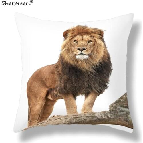 18*18 inch Home Fashion African Lions Cushion Cover 100% Polyester Living Car Seat Square Pillow Case Funda Cojins