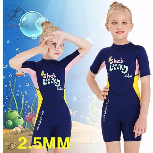 2.5mm girl short-sleeved dive suit thickened warm sunscreen jellyfish swimsuit snorkeling surfing