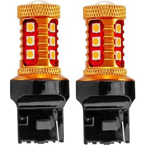 2PCS T20 7440 W21W WY21W 1000LM Super Bright 3030 LED Car Turn Signal Lamp Brake Light Auto Backup Reverse Bulb White Red Yellow