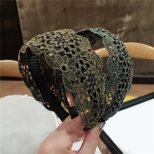 2021 Elegant Silk Embroidered Hairband For Women Charming Hair Accessories Lace Turban Headband Vintage Headwear