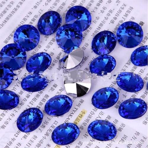 6MM-30MM DIY Bling Deep Blue Color Satellite Faceted Acrylic Rhinestones Pointback Acrylic Stone Hand Craft Art Decoration