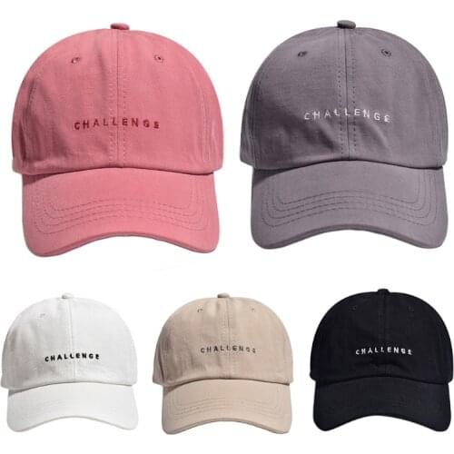 Korean Style Women Men Challenge Letters Embroidery Baseball Cap Simple Solid Color Hip Hop Summer Visors Adjustable Snapback Tr