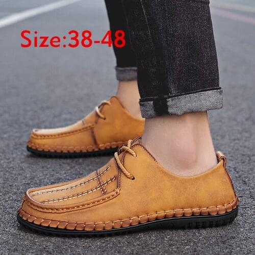 Big Size 38-48 Hand Stitched Casual Shoes Men 2020 New Spring Autumn Arrival Fashion Sneakers Outdoor Tourism Men Walking Shoes