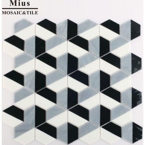 Europe building wall black and white glass mosaic wall tile
