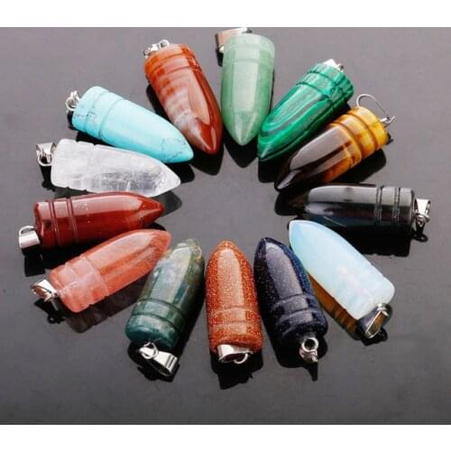 Fubaoying 50pcs Lot Bullet Natural Stone Pendant Necklace Earrings Free Shipping Charms For Jewelry Making