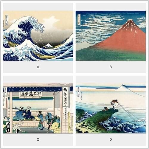 Katsushika Hokusai Ukiyo-e Kanagawa Surfing Japanese-style canvas painting art wall stickers hanging picture decorative painting