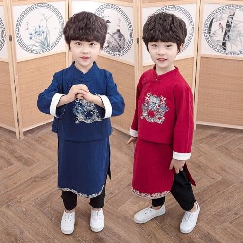 Classic Chinese Tang Suit Kung Fu Suits Spring Autumn Kid Clothes Wing Chun taiji tai chi Clothing Set Costume for Boy 2pc / set