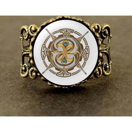Fable Ring Game Gamer Gaming Glass Fable Jewelry Glass Dome Pendant toy chain adjustable rings vintage charming metal steel