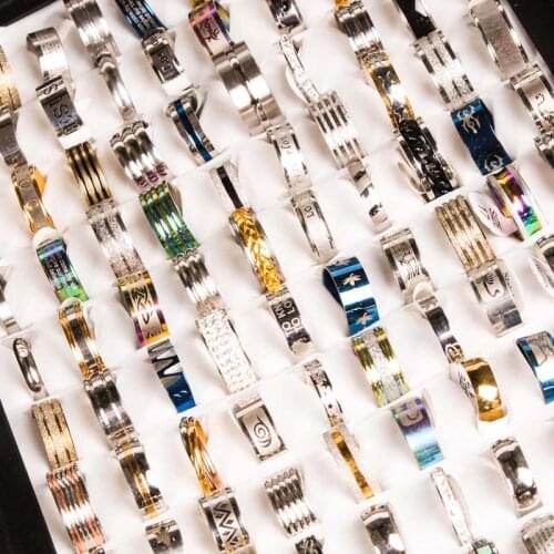 10pcs stainless steel ring unisex suit mixed metal gold and silver jewelry fashion bulk wholesale