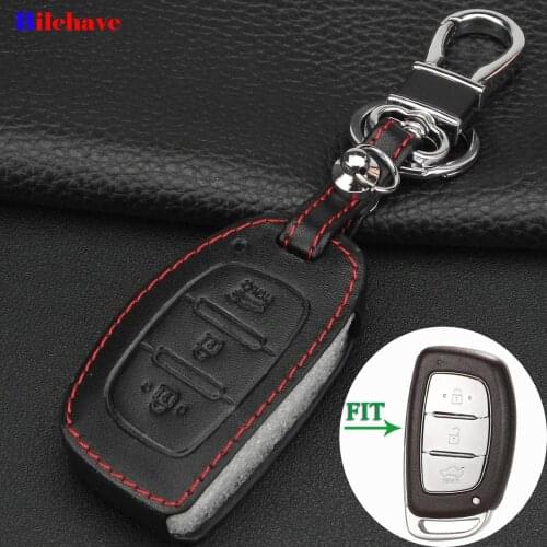 Bilchave 3 Buttons Remote Car Hand-stitched leather Case Cover Fob For Hyundai Porter Grandeur HB20 Solaris IX25 ix35 Holde