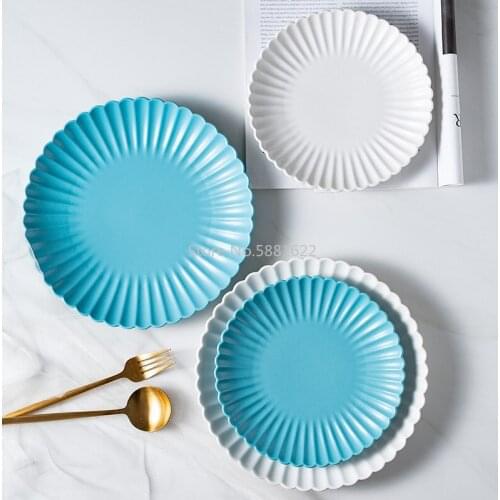 Creative Plate Nordic Chrysanthemum Plate Ceramic Dinner Plate Western Dinner Plate Salad Plate Household Tableware Snack Plate