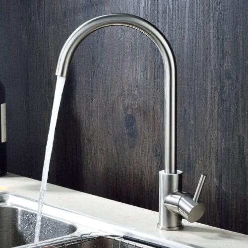 Beiluode Kitchen Faucet Stainless Steel Single Handle Single Hole Tap Brushed Kitchen Mixer Kitchen Cold And Hot Faucets CB1006