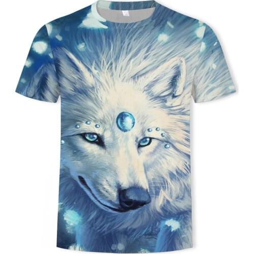 2021 summer cool T-shirt printing wolf 3DT men and women summer breathable sleeve short-sleeved T-shirt