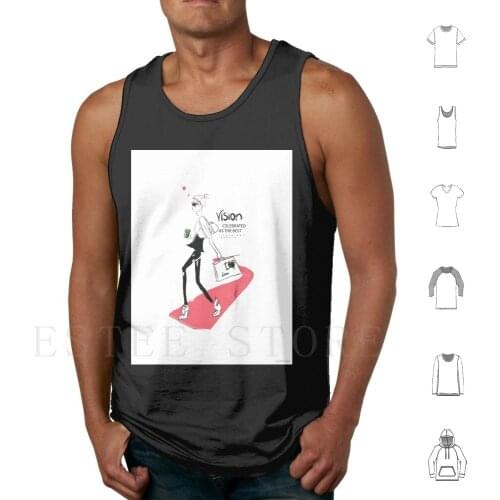 Red Carpet Vision Tank Tops Vest Sleeveless Vision Fashion Photographer Vintage Ribbon Hair Cool Girls Womens Beautiful