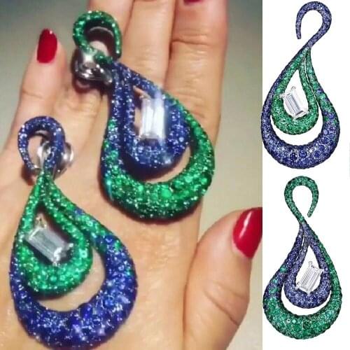 Missvikki Women Bride Wedding Luxury Waterdrop Drop Earrings Shiny Fashion Ladies Daily Party Show Earring Jewelry Best Gift