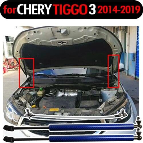 Bonnet Modify Gas Struts Lift Support for 2014-2019 Chery Tiggo 3 Absorber Car Styling Shock Damper Carbon Fiber